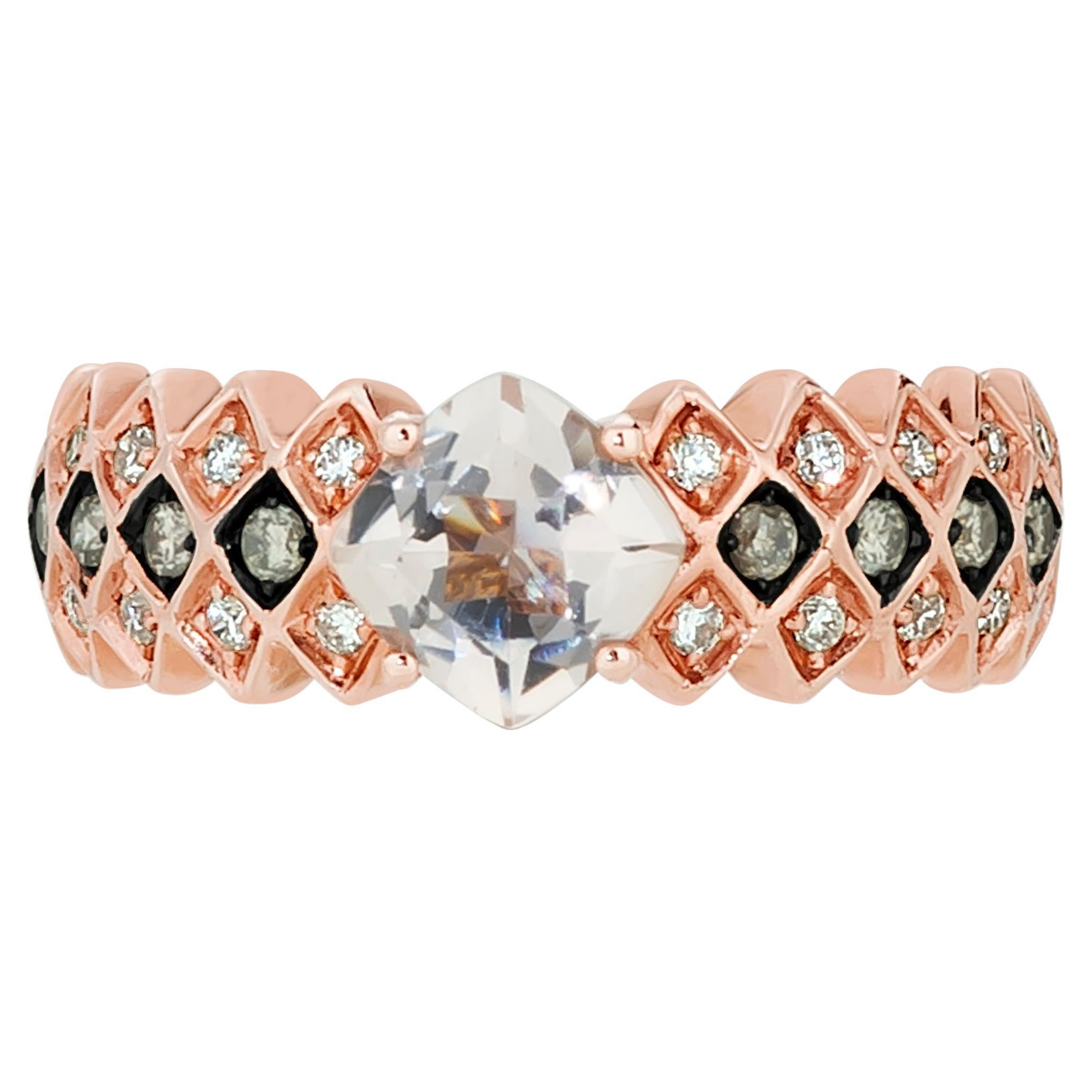 Levian 14K Rose Gold Morganite White Chocolate Diamond Engagement Ring For Sale