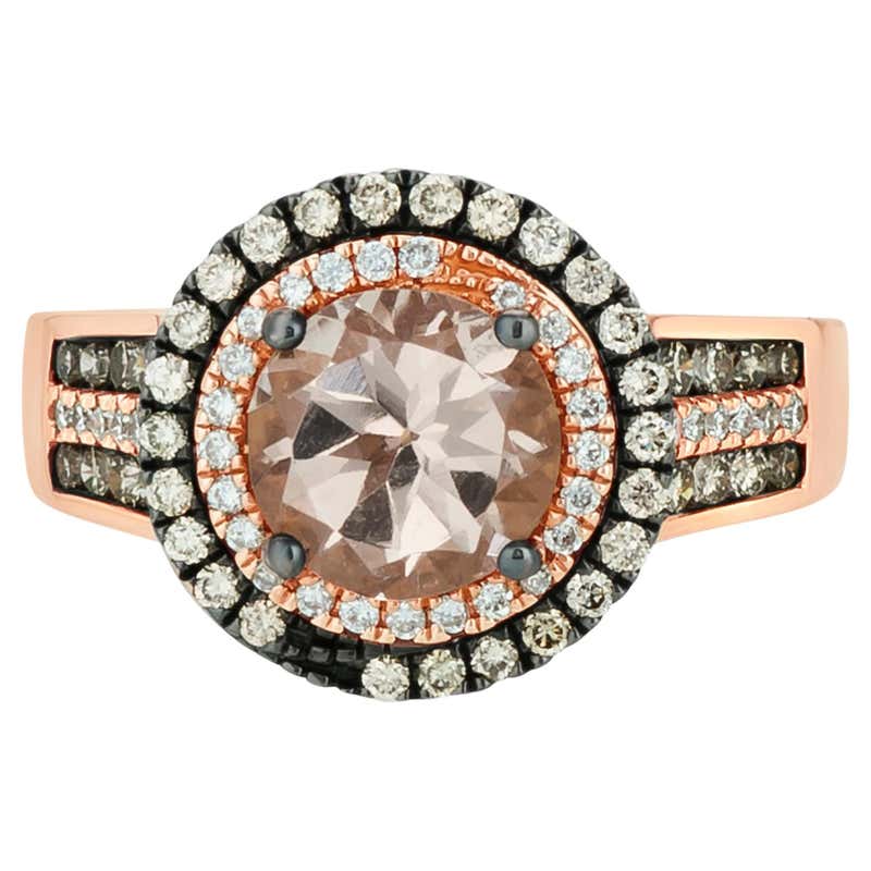 Levian 14K Rose Gold Morganite White Chocolate Diamond Engagement Ring ...