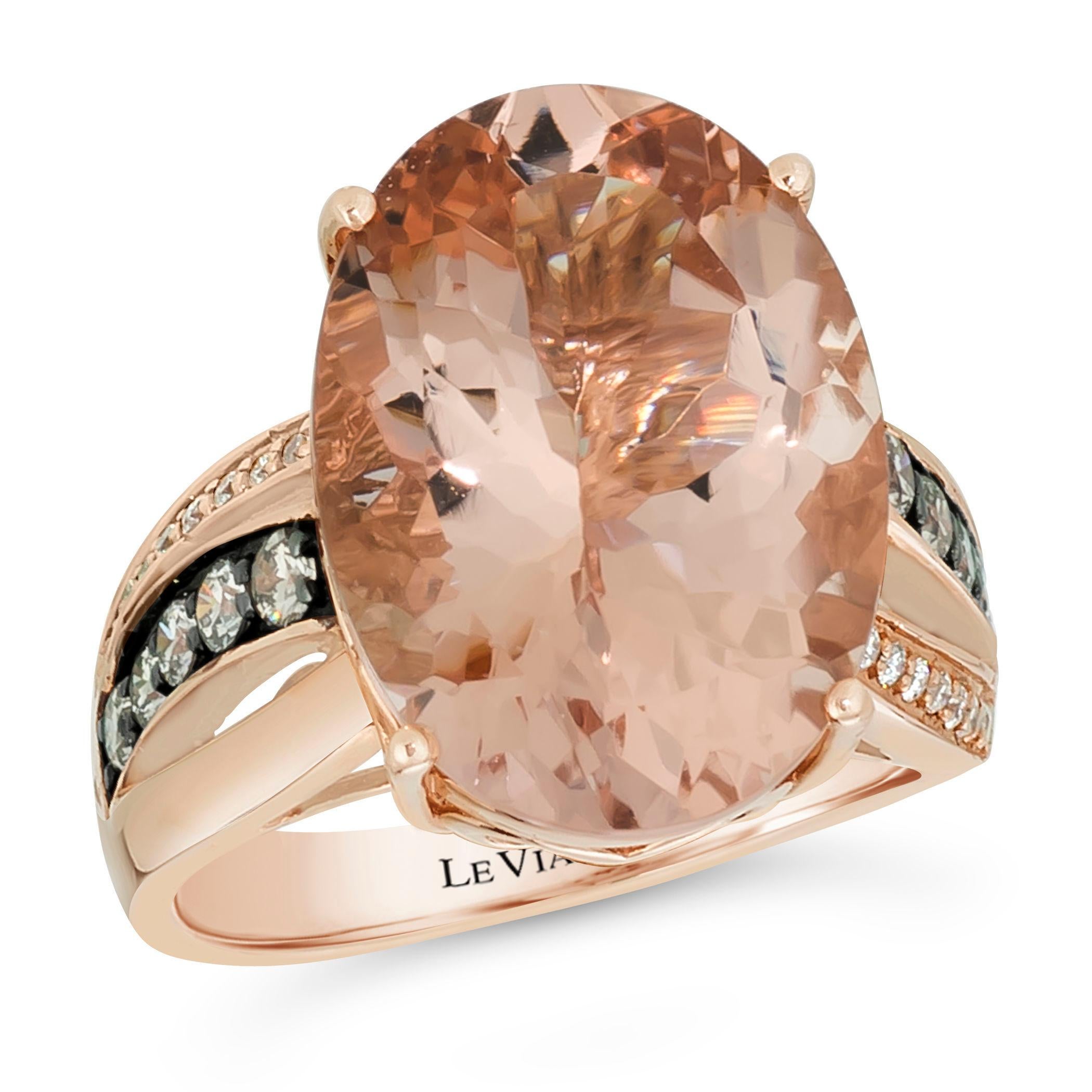 Levian 14K Rose Gold Morganite White Chocolate Diamond Fashion Ring Size 7
