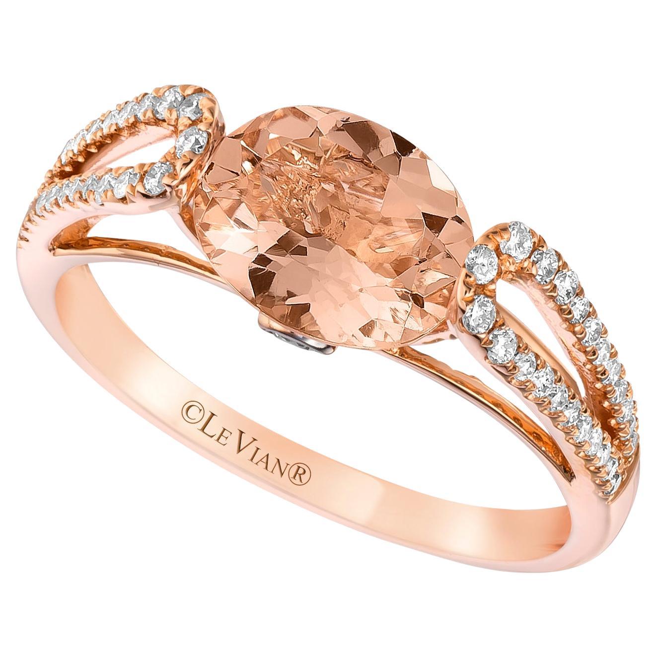 Levian 14K Rose Gold Morganite White Chocolate Diamond Fashion Ring
