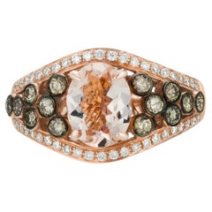 Levian Flared Fashion Ring, 14 Karat Roségold Morganit Weißer Schokolade-Diamant