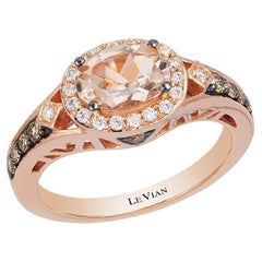 Levian 14K Rose Gold Morganite White Chocolate Diamond Halo Ring