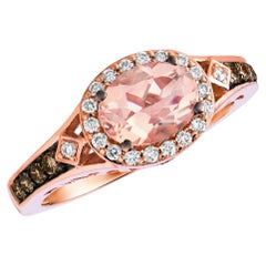 LeVian Halo-Ring, 14 Karat Roségold Morganit Weiß & Schokolade Diamant