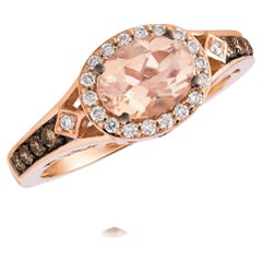 Levian 14K Rose Gold Morganite White Chocolate Diamond Halo Ring