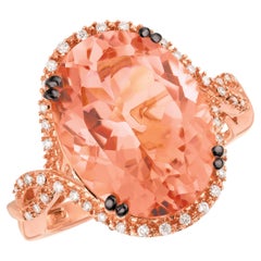 Levian Verlobungsring, 14 Karat Roségold, ovaler Morganit, schokoladenfarbener Diamant