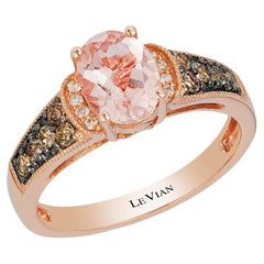 Levian 14K Rose Gold Oval Morganite White Chocolate Diamond Fashion Ring