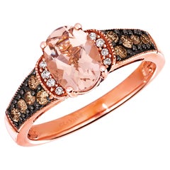 Levian 14K Rose Gold Oval Morganite White Chocolate Diamond Fashion Ring