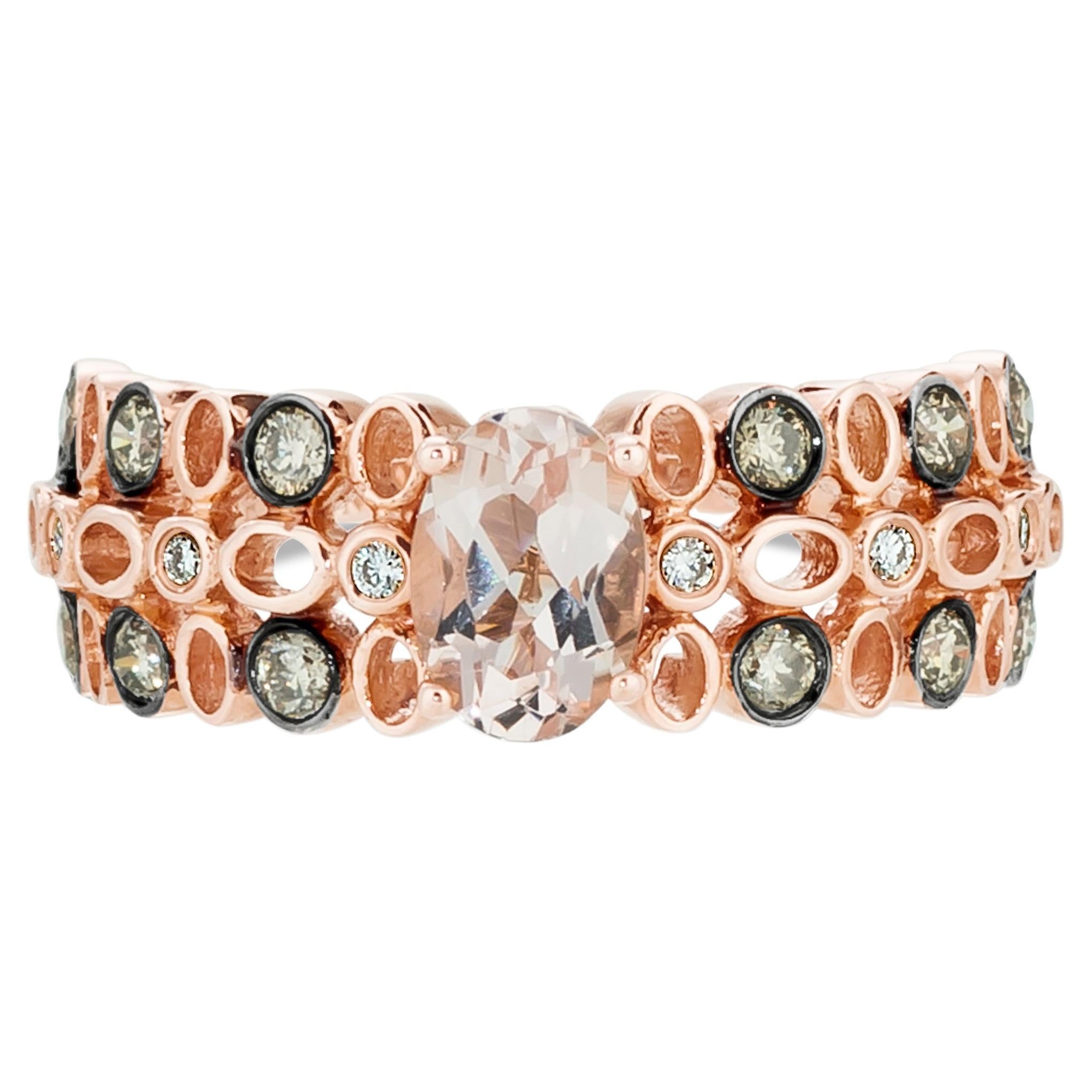 Levian 14K Rose Gold Oval White Chocolate Diamond Ring For