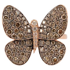 Levian 14K Rose Gold Pave Chocolate Diamond Butterfly Cocktail Ring