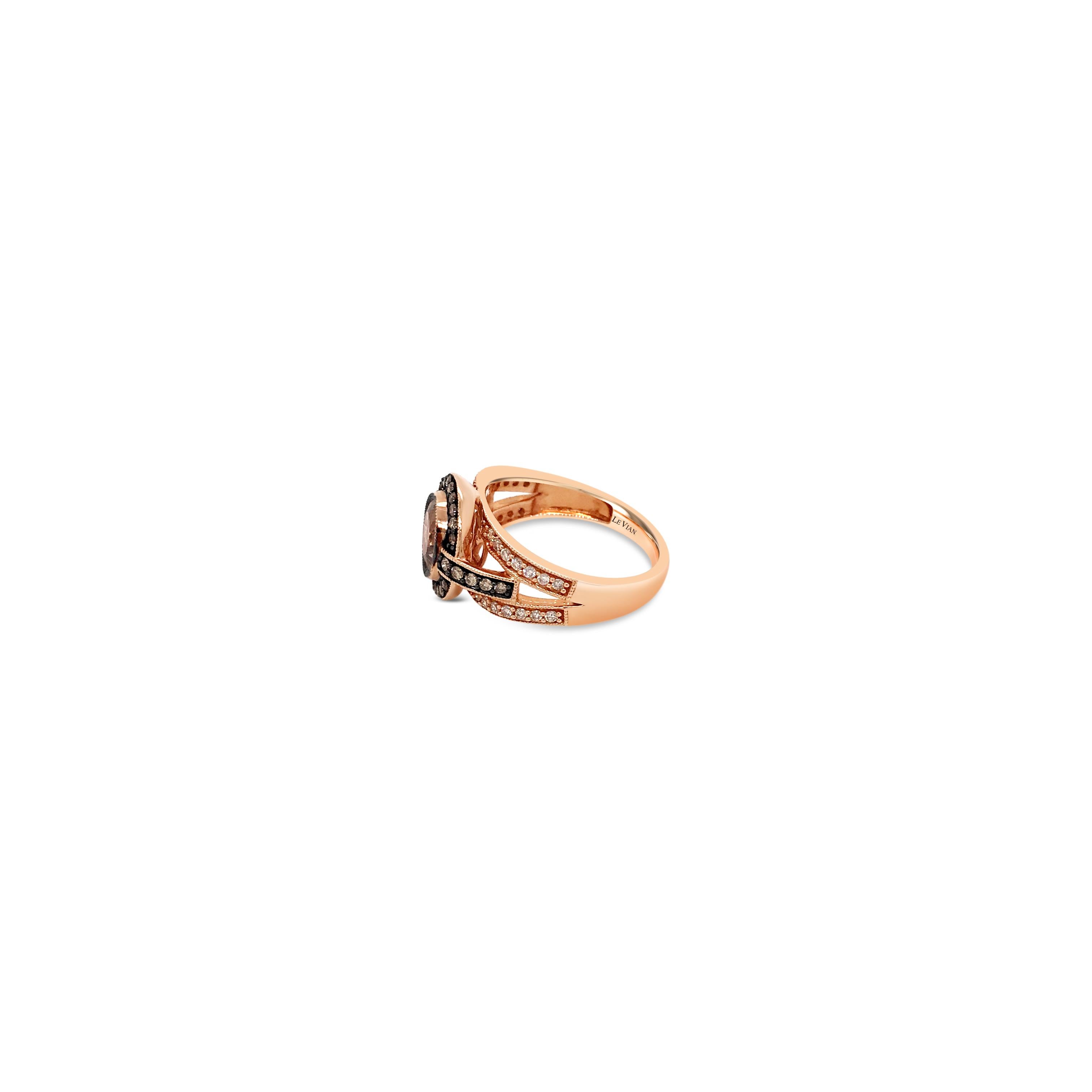 Le Vian Chocolatier® Ring featuring 7/8 cts. Peach Morganite™, 1/4 cts. Chocolate Diamonds® , 1/5 cts. Vanilla Diamonds®  set in 14K Strawberry Gold®
