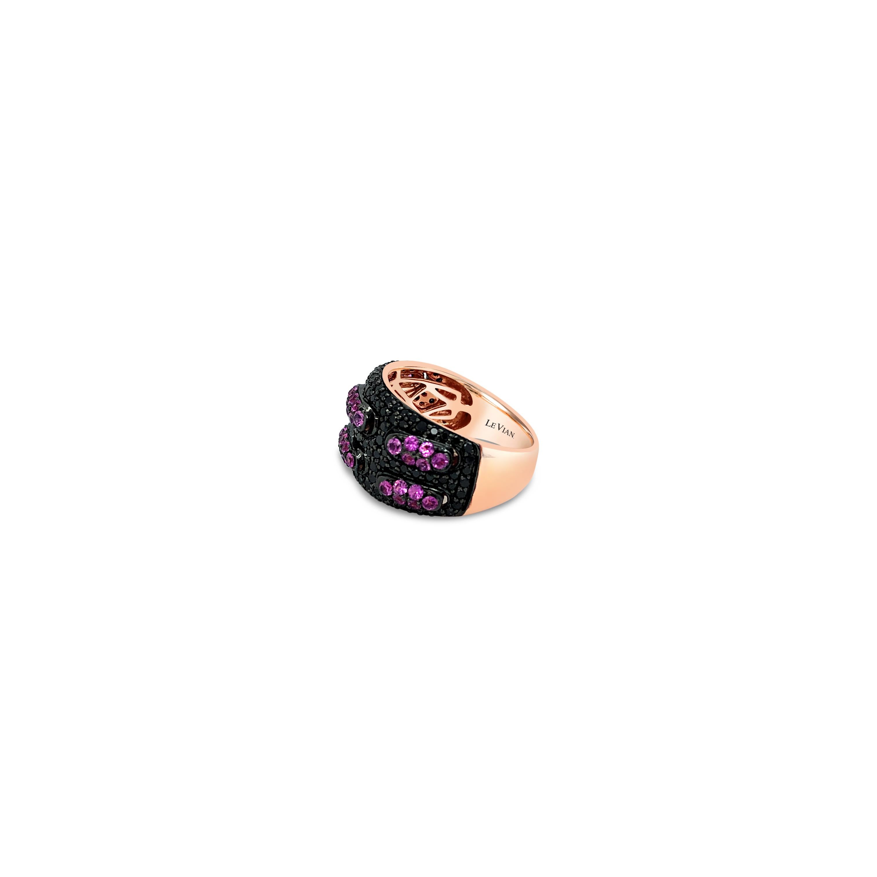 Le Vian® Ring featuring 7/8 cts. Bubble Gum Pink Sapphire™, 1 cts. Blackberry Diamonds®  set in 14K Strawberry Gold®
