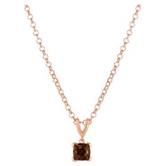 LeVian 14K Rose Gold Plated .925 Sterling Silver Cushion Cut Brown Smoky Quartz