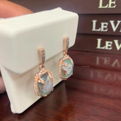 LeVian 14K Rose Gold Plated .925 Sterling Silver Cushion Shaped Green Aquaprase