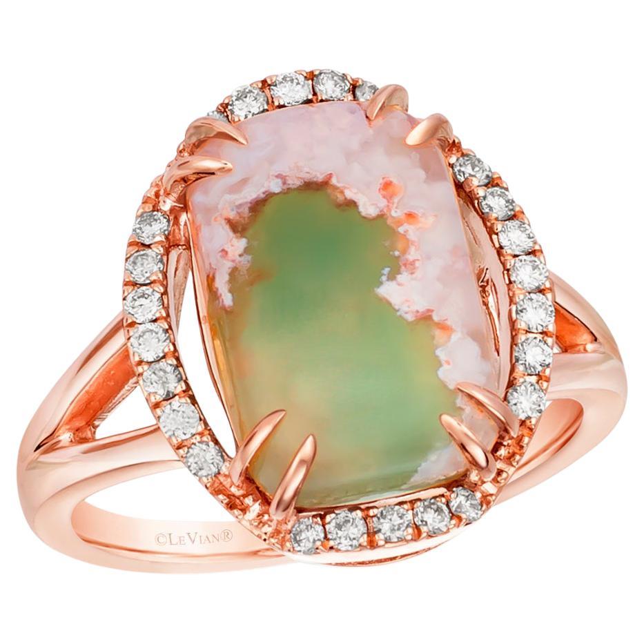 LeVian 14K Rose Gold Plated .925 Sterling Silver Cushion Shaped Green Aquaprase  For Sale