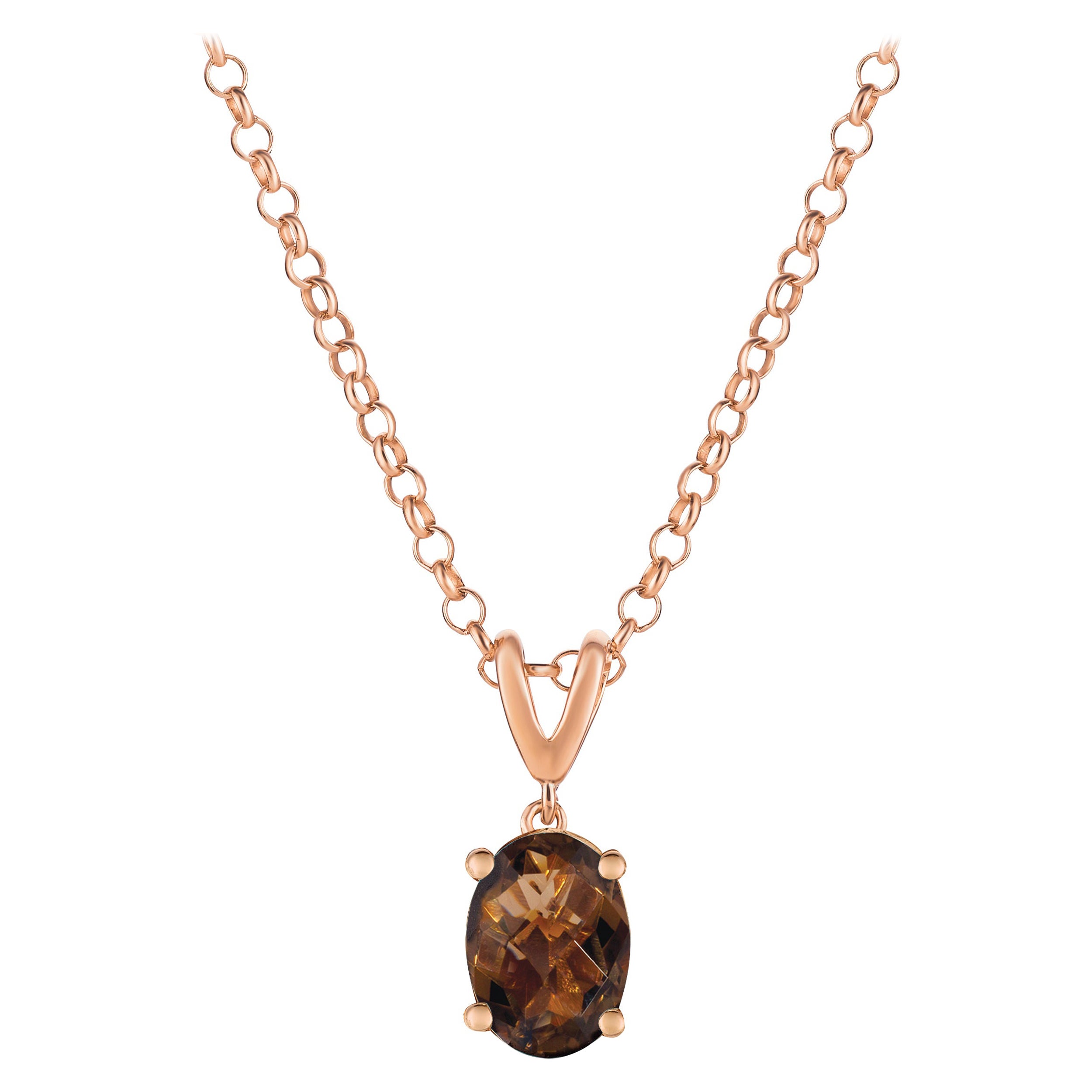 LeVian 14K Rose Gold Plated .925 Sterling Silver Oval Checkerboard Cut Brown