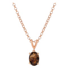 LeVian 14K Rose Gold Plated .925 Sterling Silver Oval Checkerboard Cut Brown