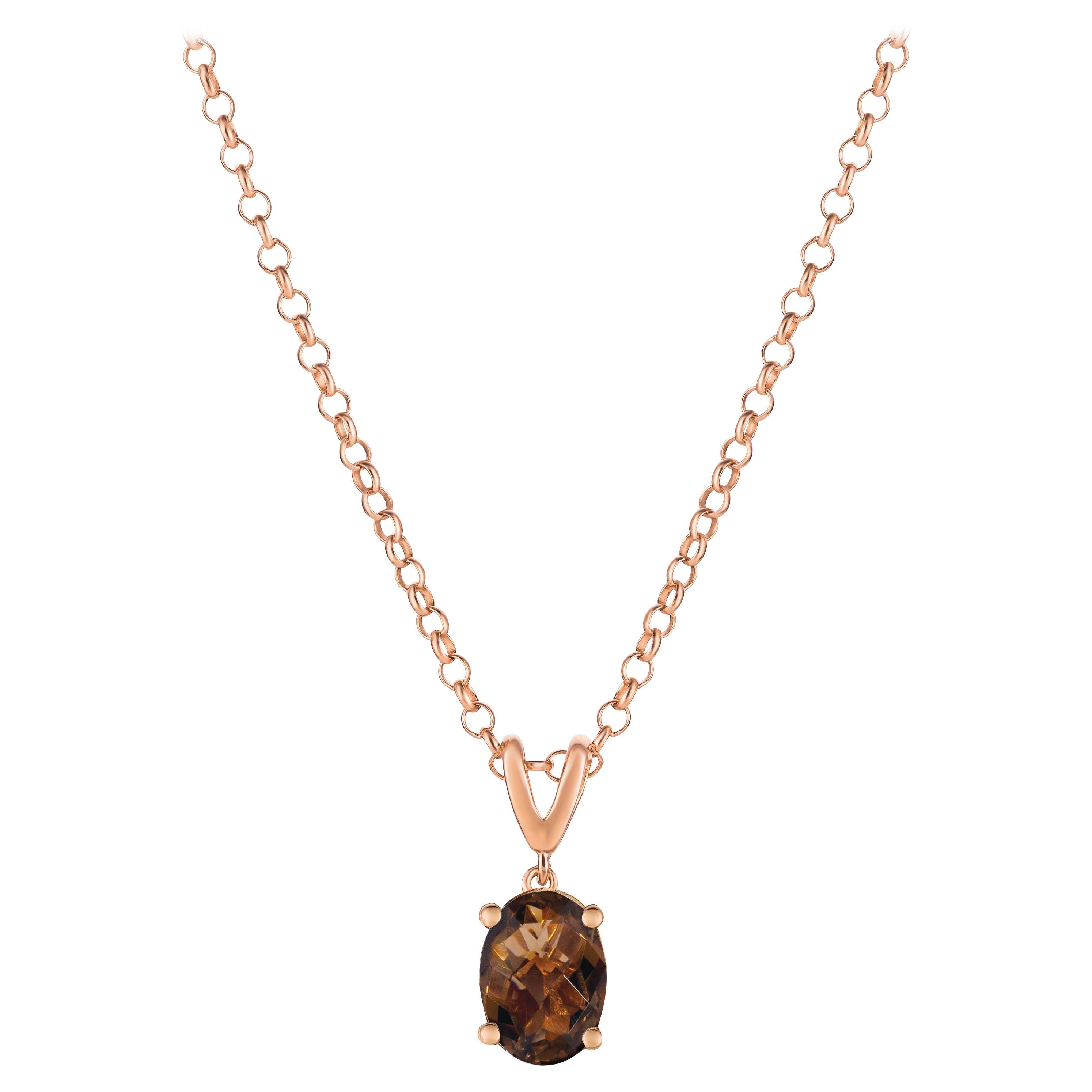 LeVian 14K Rose Gold Plated .925 Sterling Silver Oval Checkerboard Cut Brown