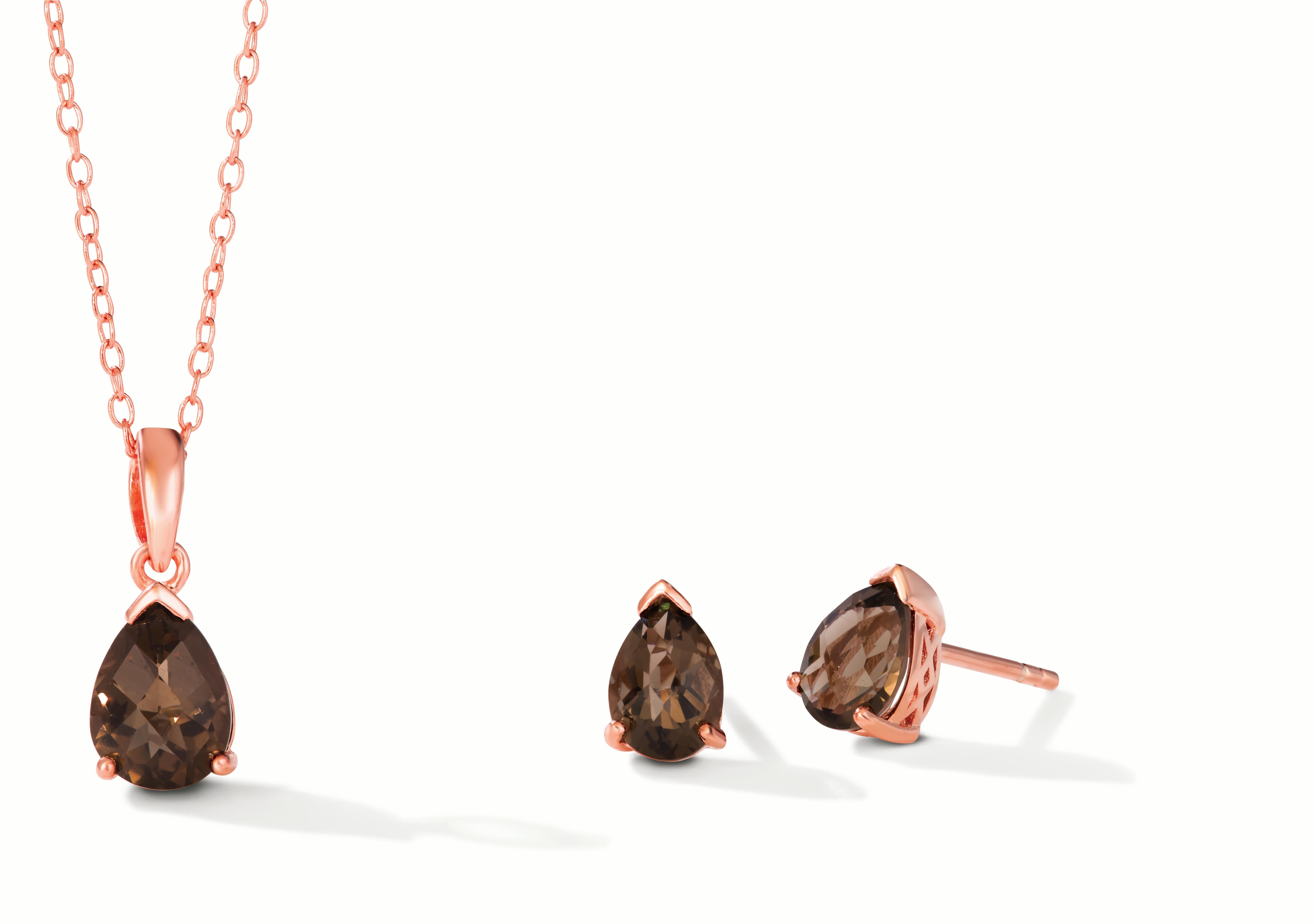 Le Vian® Pendant featuring 3/4 cts. Brown Smoky Quartz,  set over Rose Gold Plated Sterling Silver
