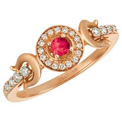 Used Le Vian 14K Rose Gold Red Ruby1 4 Cttw Champagne Diamond Halo Ring