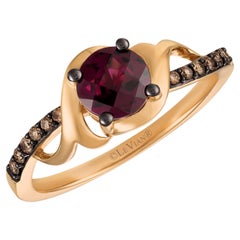 Levian 14K Rose Gold Rhodolite Garnet Chocolate Diamond Bypass Ring