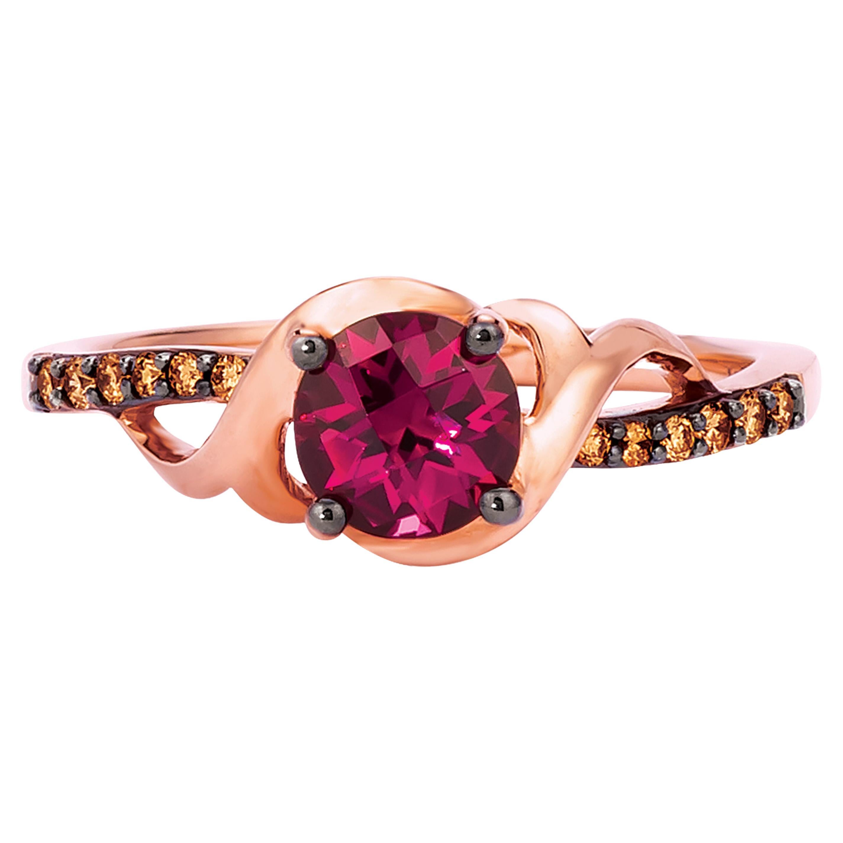 Le Vian 14K Rose Gold, Rhodolite Garnet Chocolate Diamond Bypass Ring
