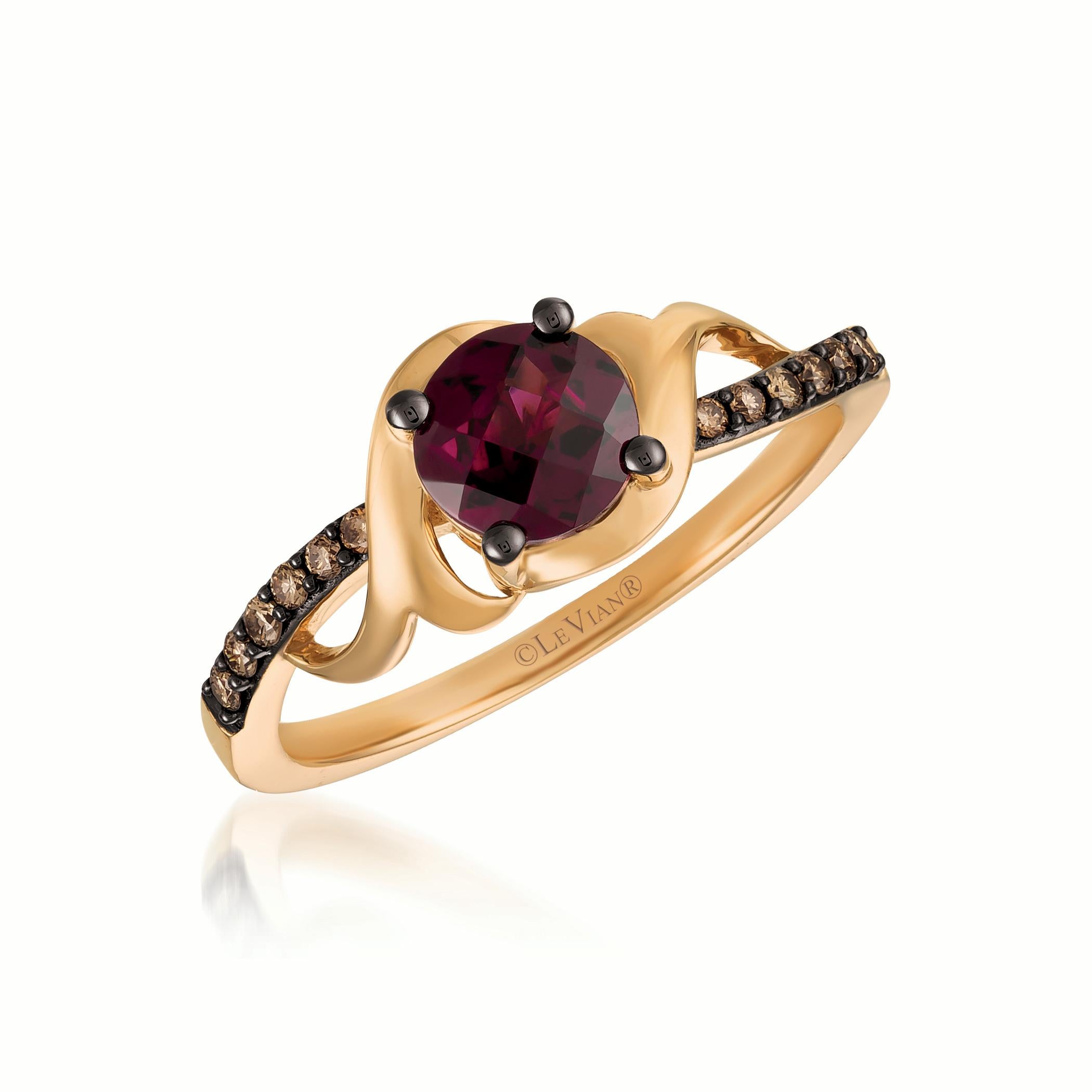 Le Vian 14K Rose Gold Rhodolite Garnet Chocolate Diamond Bypass Ring