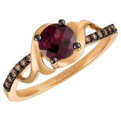 Bypass-Ring von Le Vian, 14 Karat Roségold Rhodolith Granat Schokolade Diamant