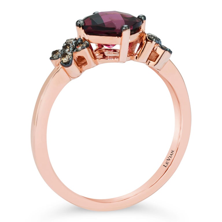 Le Vian 14K Rose Gold, Rhodolite Garnet Chocolate Diamond Ring In New Condition For Sale In Great Neck, NY