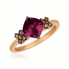 Levian, oro rosa 14 carati, granato di rodolite, diamante e cioccolato Rin