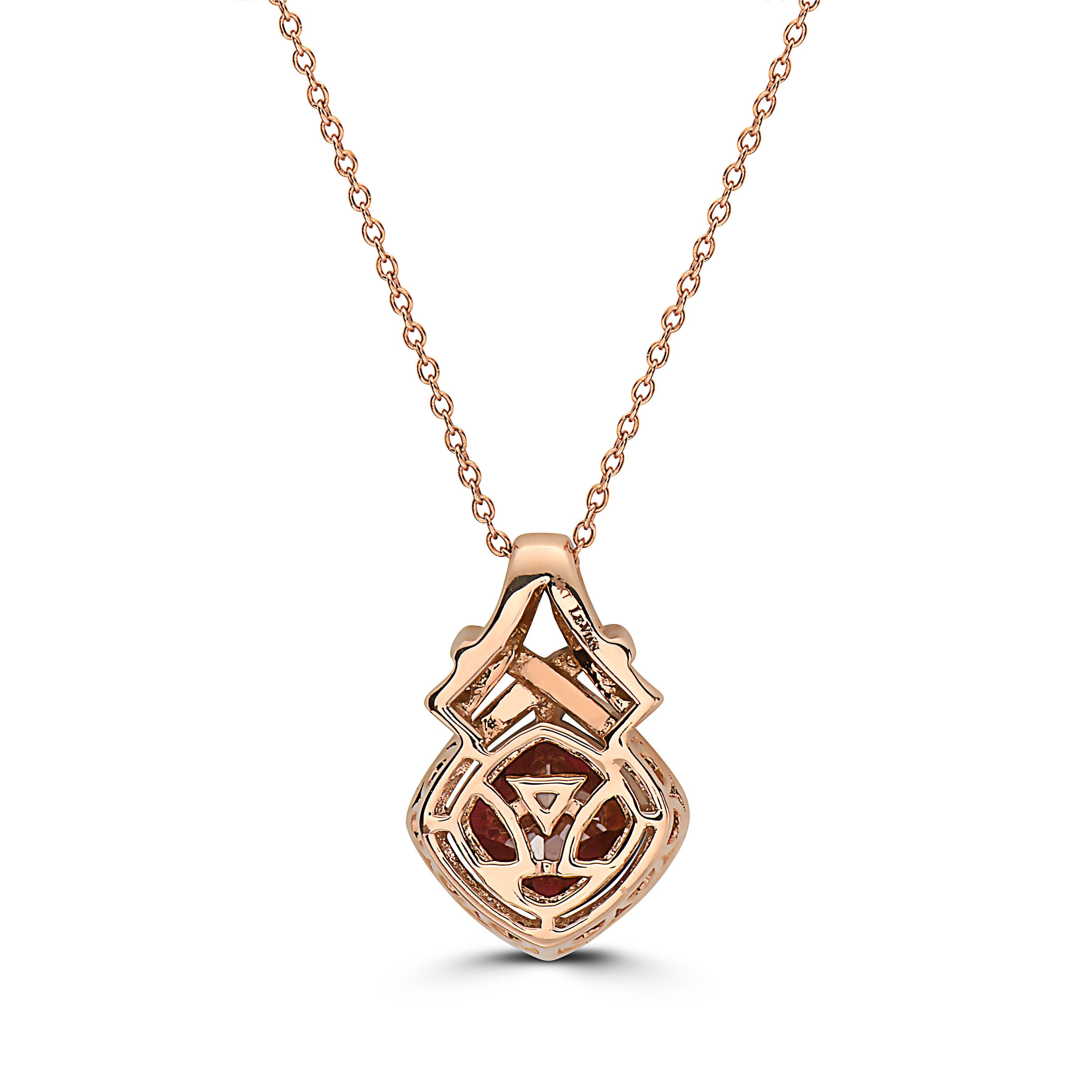 Levian 14K Rose Gold Rhodolith Granat White Chocolate Diamant Anhänger Halskette

