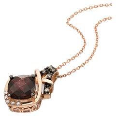 Levian Collier pendentif en or rose 14 carats avec grenat rhodolite et diamants blancs couleur chocolat