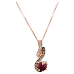 Le Vian Collier pendentif en or rose 14 carats avec rhodolite ronde et diamant brun chocolat