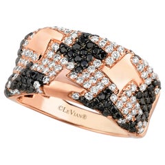 LeVian 14K Rose Gold Round Black Diamond Classic Beautiful Fancy Cocktail Ring
