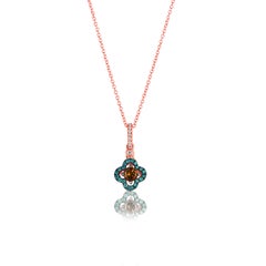 Levian Classy Halskette mit Anhänger, 14 Karat Roségold, runder blauer schokoladenbrauner Diamant