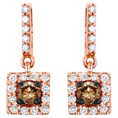 LeVian 14K Roségold Runde braune Diamanten Hübsche Cluster Halo-Ohrringe