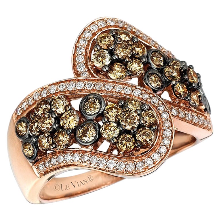 Cocktail-Ring, 14 Karat Roségold, runde Schokoladenbraune Diamant-Lünette