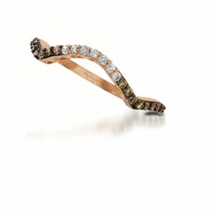 LeVian 14K Rose Gold Round Chocolate Brown Diamond Bridal Wedding Band Ring