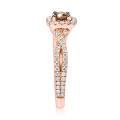 LeVian 14K Rose Gold Round Chocolate Brown Diamond Bridal Wedding Band Ring
