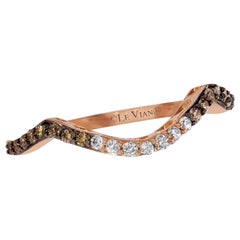 LeVian 14K Rose Gold Round Chocolate Brown Diamond Bridal Wedding Band Ring