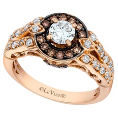 Anello LeVian in oro rosa 14K con diamante rotondo marrone e cioccolato per la sposa