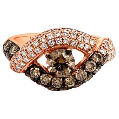 Anello Cocktail LeVian in oro rosa 14K con diamante rotondo marrone e cioccolato a forma di occhio
