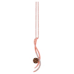 LeVian 14K Rose Gold Round Chocolate Brown Diamond Pretty Fancy Pendant Necklace