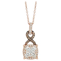 Le Vian 14K Rose Gold Round Chocolate Brown Diamonds Cluster Pendant Necklace