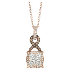 Le Vian 14K Rose Gold Round Chocolate Brown Diamonds Cluster Pendant Necklace