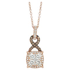 Le Vian Collier pendentif en or rose 14 carats avec grappe de diamants ronds brun chocolat