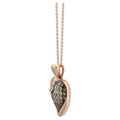 LeVian 14K Rose Gold Round Chocolate Brown Diamonds Love Heart Pendant Necklace