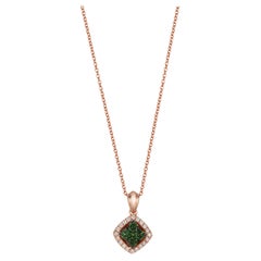 LeVian 14K Rose Gold Round Green Diamond Beautiful Fancy Pretty Pendant Necklace