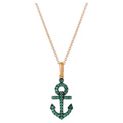 LeVian 14K Rose Gold Round Iced Blue Diamonds Beautiful Classic Pendant Necklace
