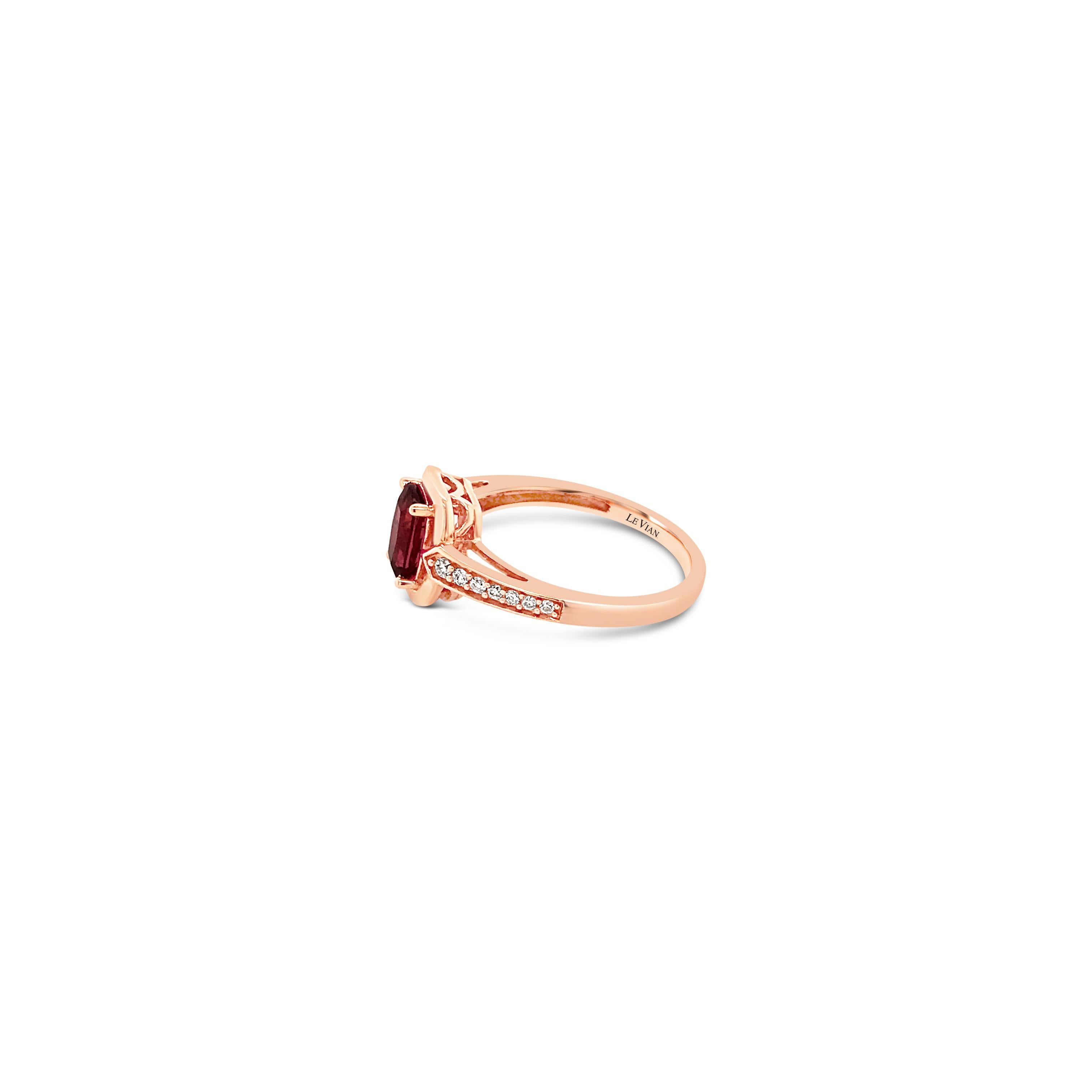 Le Vian® Ring featuring 7/8 cts. Raspberry Rubellite™, 1/10 cts. Vanilla Diamonds®  set in 14K Strawberry Gold®
