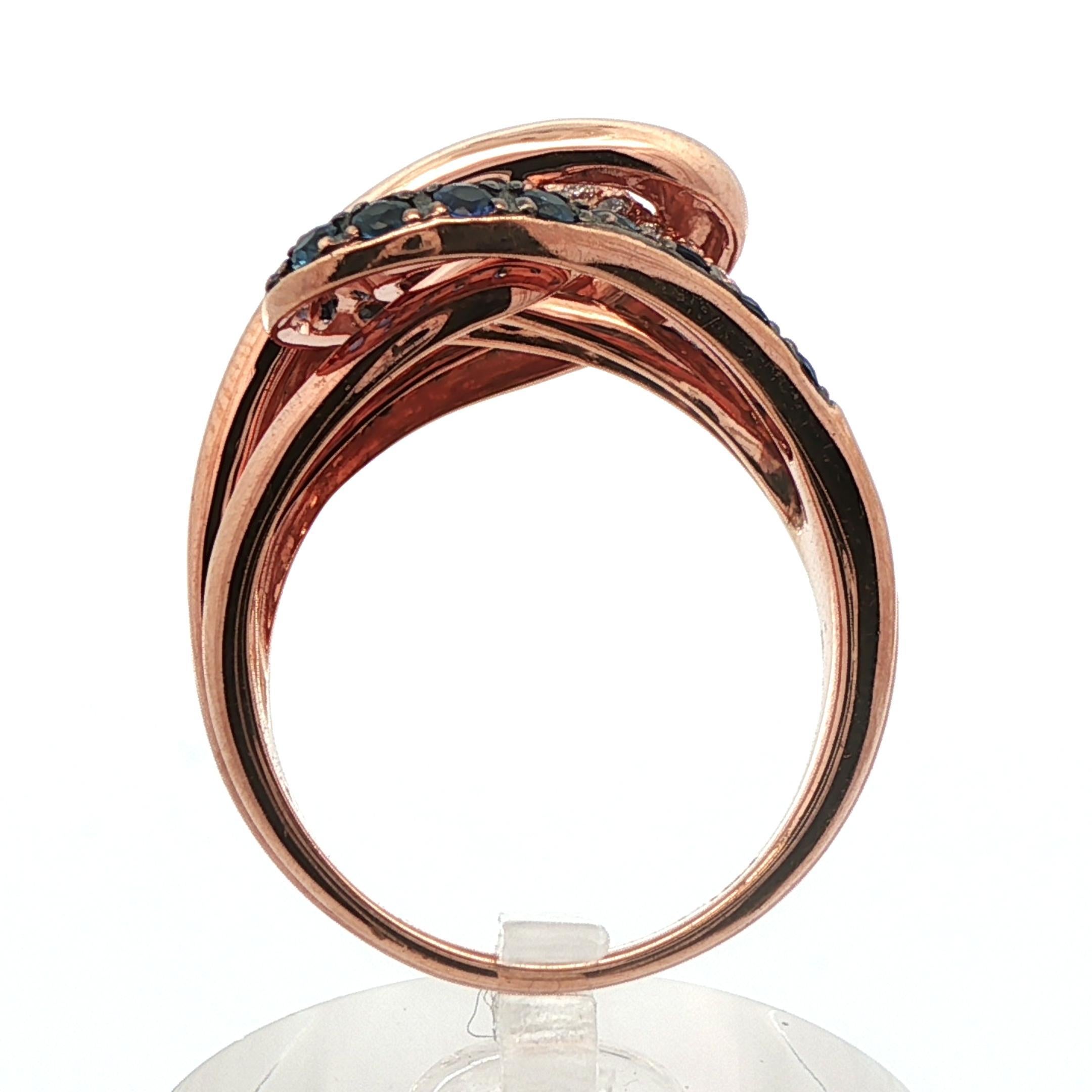 Anillo Levian de Zafiro y Diamante en Oro Rosa de 14k en venta 4